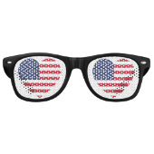 American Flag Heart Patriotic Verenigde Staten Retro Zonnebril (Voorkant)