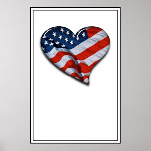 American Flag Heart Poster