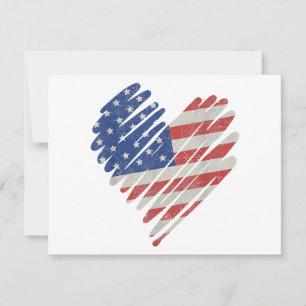 American Flag Heart Red White Blue Cute 4th of jul Feestdagenkaart