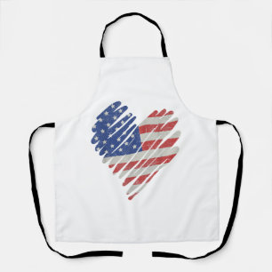American Flag Heart Red White Blue Cute 4th of jul Schort