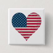 American Flag Heart Vierkante Button 5,1 Cm (Voorkant)