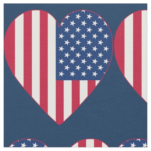 American Flag Hearts Fabric Stof (Close Up)