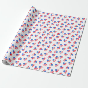American Flag Hearts Waterverf Naadloos. Cadeaupapier