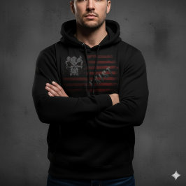 American Flag Hoodie with Skull