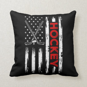 American Flag Ice Hockey Player USA op 4 juli Kussen