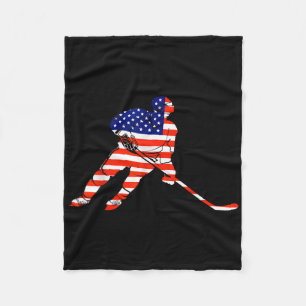 American Flag Ice Hockey USA T-shirt T-shirt.png Fleece Deken