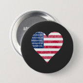 American flag in heart ronde button 7,6 cm (Voorkant /achterkant)