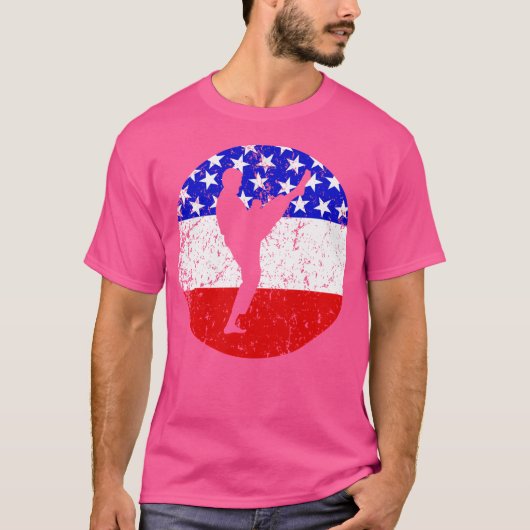 American Flag Karate Shirt - Retro Martial Arts (Voorkant)
