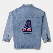 American Flag Letter A Personaliseer Jouw naam Denim Jacket (Achterkant)