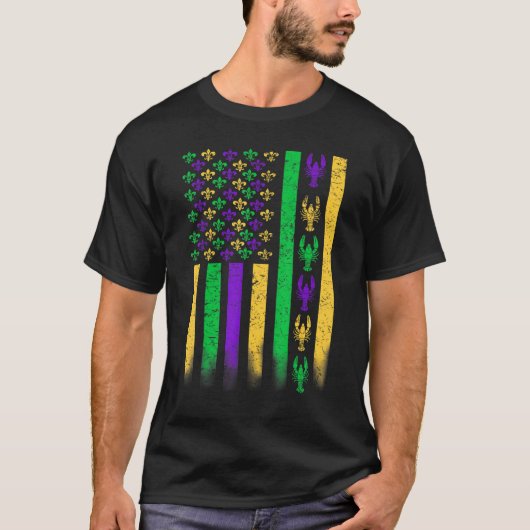 American Flag Mardi Gras Crawfish T-shirt (Voorkant)