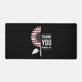 American Flag Memorial Day Sunflower USA Bureaumat