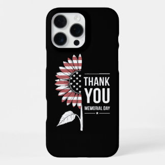American Flag Memorial Day Sunflower USA iPhone 16 Pro Max Hoesje