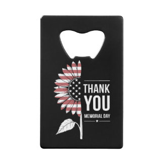 American Flag Memorial Day Sunflower USA Kredietkaart Flessenopener