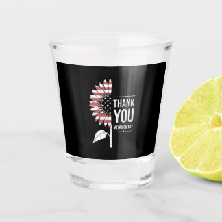 American Flag Memorial Day Sunflower USA Shot Glas