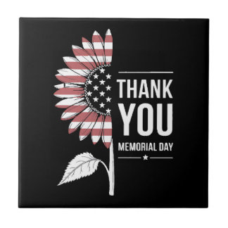 American Flag Memorial Day Sunflower USA Tegeltje