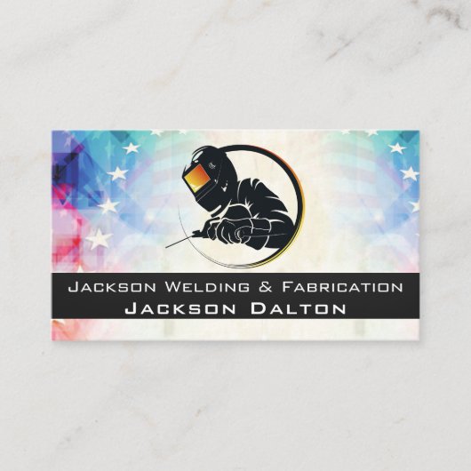 American Flag Metallic Welding Fabricator QR Code Visitekaartje (Voorkant)