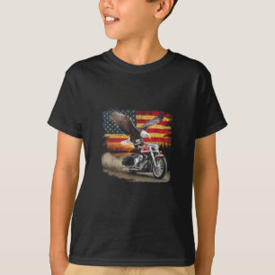 American Flag Mocycle Tshirt USA Flag Bike Ret