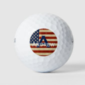 American Flag Monogram Personalized Golf Ball Golfballen (Voorkant)