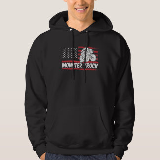 American Flag Monster Truck Monster Truck Racing B Hoodie