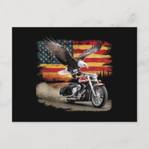 American Flag Motorfiets Tshirt USA Flag Biker Ret Feestdagenkaart