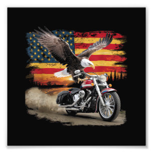 American Flag Motorfiets Tshirt USA Flag Biker Ret Foto Afdruk