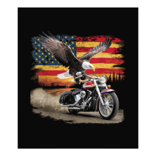 American Flag Motorfiets Tshirt USA Flag Biker Ret Foto Afdruk