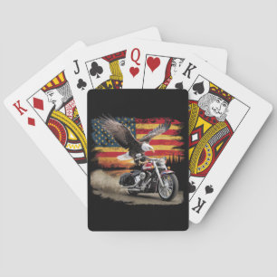 American Flag Motorfiets Tshirt USA Flag Biker Ret Pokerkaarten