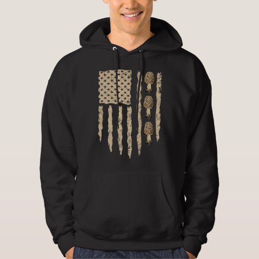American Flag Mushroom Hunting Morel Hunter Foragi Hoodie (Voorkant)