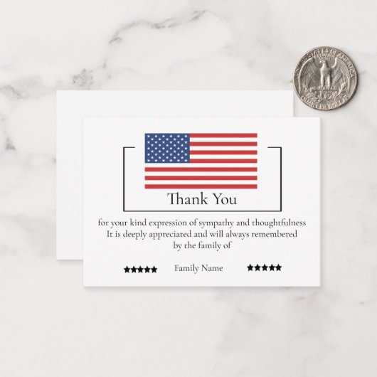 American Flag On After Funeral Merci Cartes (Devant/Arrière en situation)