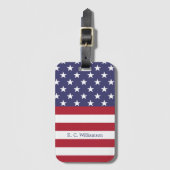 American Flag Patriotic Custom Name ModernPattern Bagagelabel (Voorkant (verticaal))