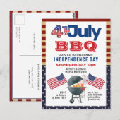 American Flag Patriotic op 4 juli BBQ Invitation Briefkaart (Voorkant / Achterkant)