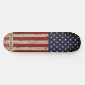 American Flag Patriotic Personalized Rustic Wood Skateboard (Horizontaal)