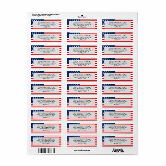 American Flag Patriotic U.S. Home Etiket (Full Sheet)
