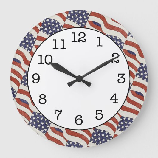 American Flag Pattern Round Wall Clock Grote Klok (Voorkant)