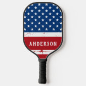 American Flag Personalized Stars Stripes Patriotic Pickleball Paddle (Achterkant)