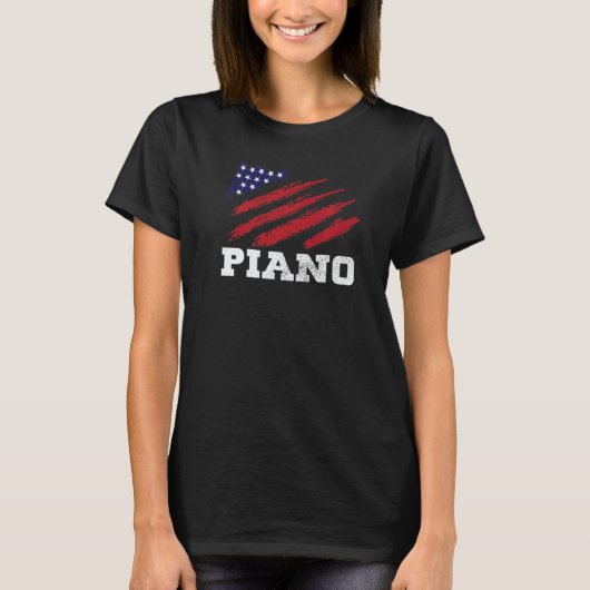 American Flag Piano Musician Pianist T-shirt (Voorkant)