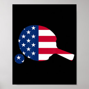 American Flag Ping Pong Table Tennis Player Equipm Poster