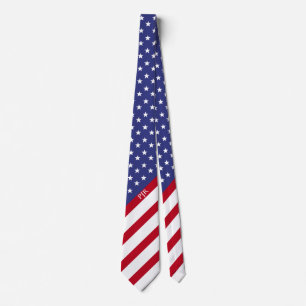 American Flag Red White Blue Patriotic Monogramed Stropdas