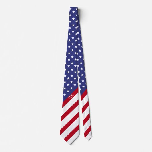 American Flag Red White Blue Patriotic Monogramed Stropdas (Voorkant)