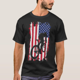 American Flag Road Biking Cycling Apparel - Cyclin T-shirt