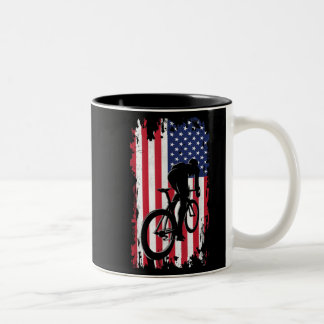 American Flag Road Biking Cycling Apparel - Cyclin Tweekleurige Koffiemok