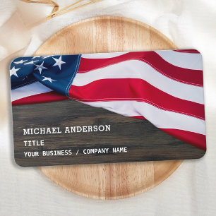 American Flag Rustic Wood Professional Patriotic Visitekaartje