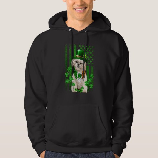 American Flag Shih Tzu Dog Hat Irish St Patricks D Hoodie (Voorkant)