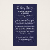 American Flag Simple Memorial Funeral Prayer Card (Dos)