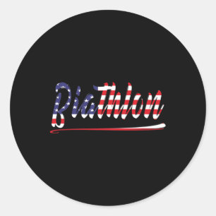 American Flag Snow Ski Biathlon Fan Graphic Art Us Ronde Sticker