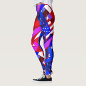 American Flag Stars Miami Abstrait Art Leggings (Gauche)