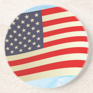 American Flag Stars Stripes eren Vrijheidstroepen Zandsteen Onderzetter