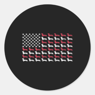 American Flag Teckel Patriottische Hond Mannen Vro Ronde Sticker