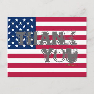 American Flag Thank You Briefkaart (grijs)