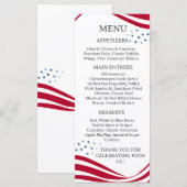 American Flag Theme Menu Card (Devant / Derrière)